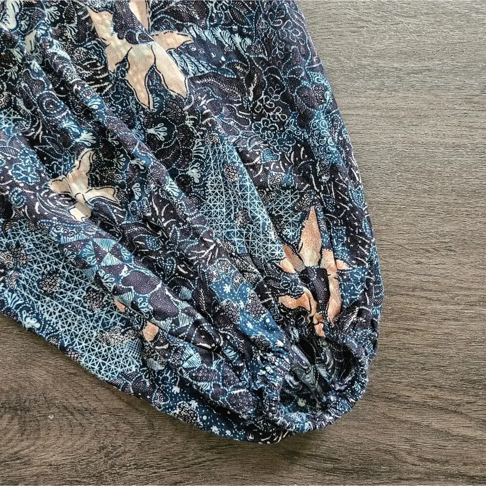 Ulla Johnson Navy Azul Asmara Blouse Floral Bubble Sleeve Blouse Size 6